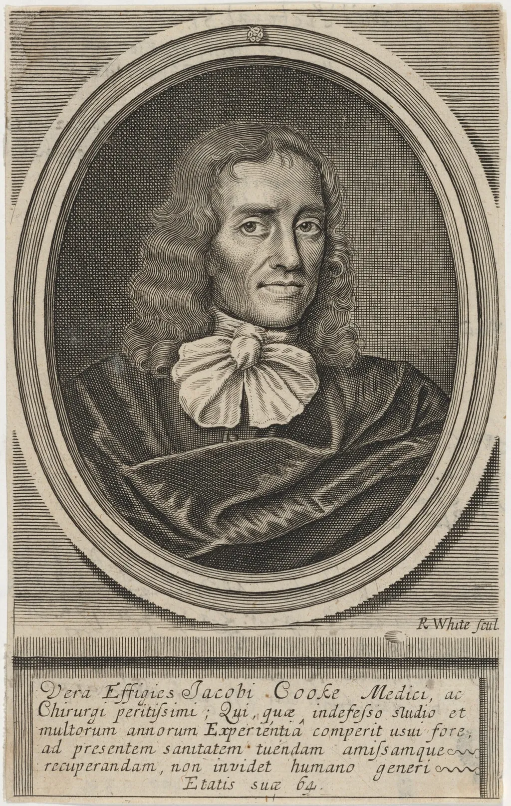 James Cooke, by Robert White, ink, 1676