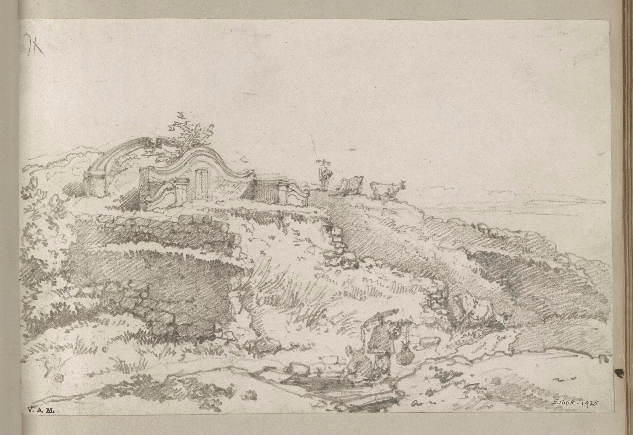 A Chinese tomb on a hillside, Macau, detail