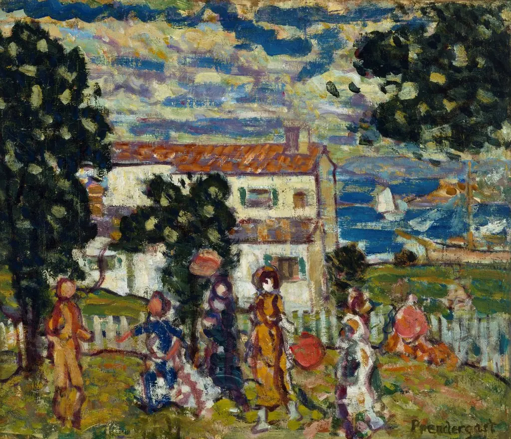 New England Village, by Maurice Prendergast, oil, 1901