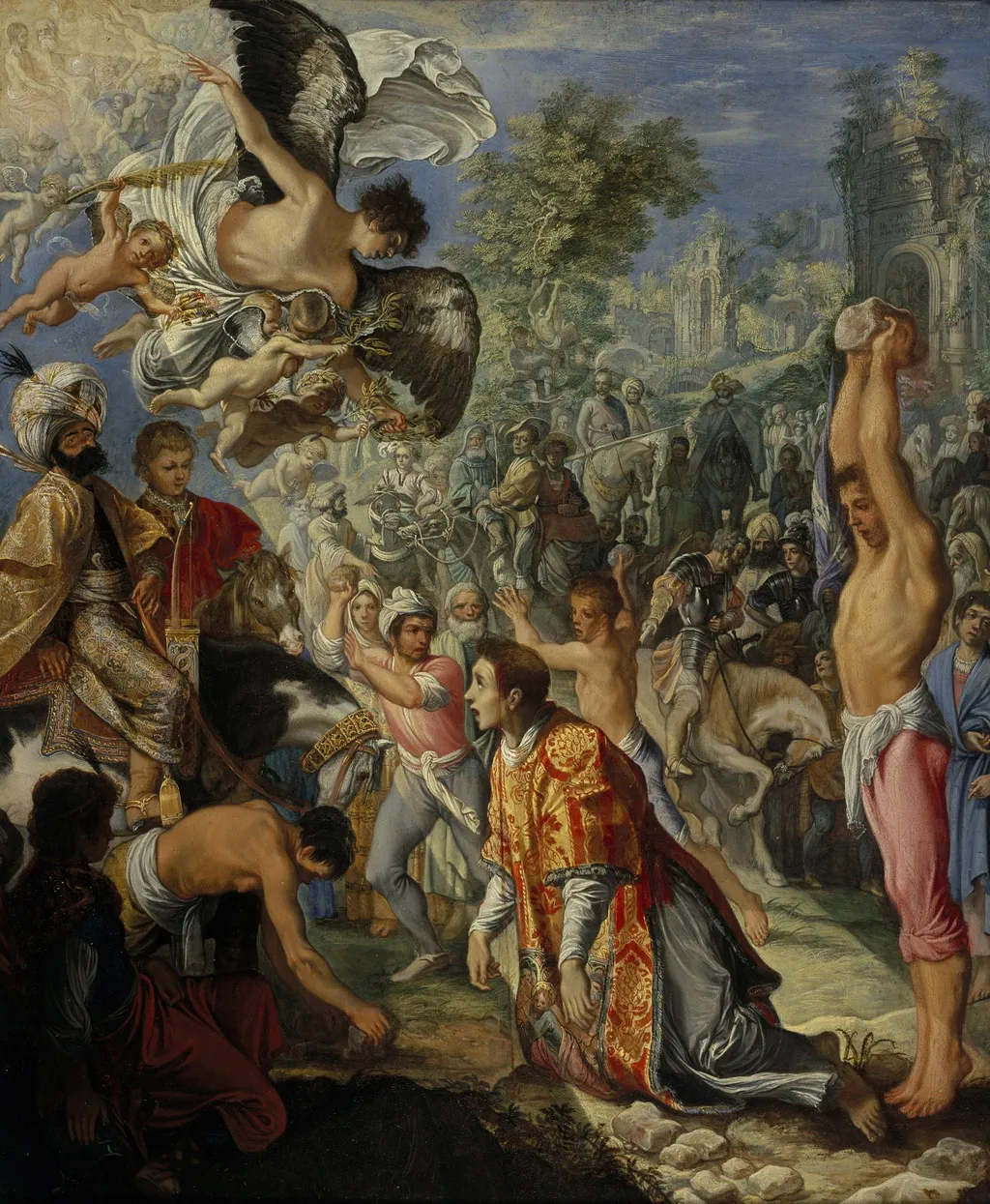 The Stoning of Saint Stephen, by Adam Elsheimer, oil, 1603