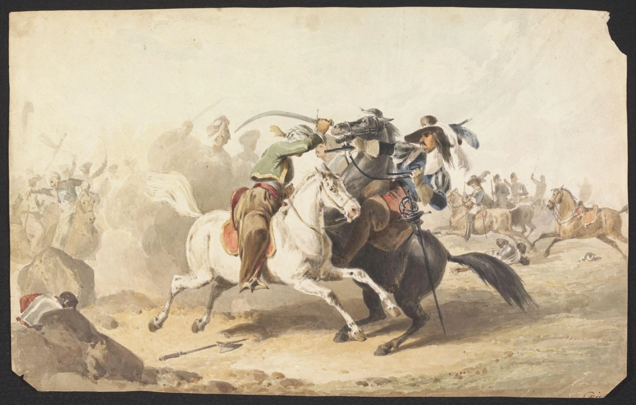 A Clash between European and Ottoman Cavalry, detail