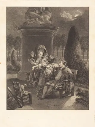 La soiree des Thuileries, by Jean-Baptiste Blaise Simonet, ink, 1774