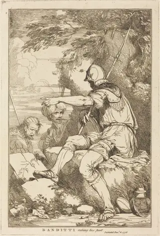 Banditti Taking His Post, by John Hamilton Mortimer, ink, 1778