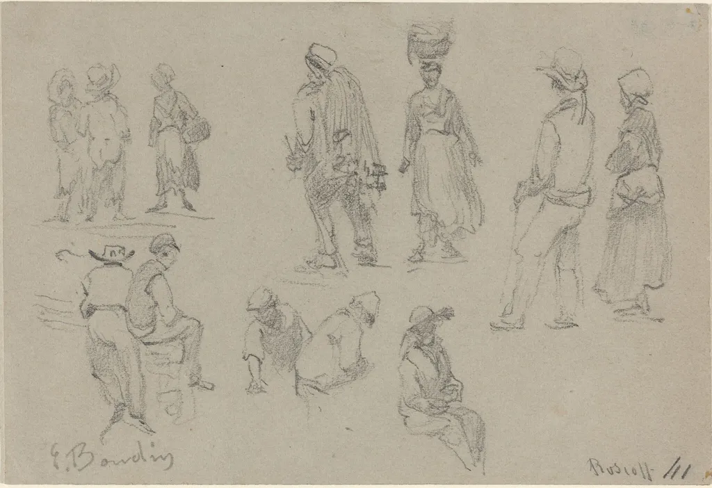 Provincial Figures, by Eugène Louis Boudin, graphite, 1861