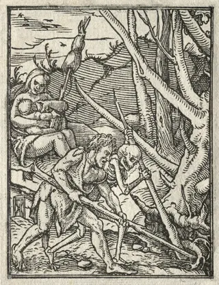 The Dance of Death:  Expulsion from Paradise; Adam Cultivating the Ground, by Hans Holbein the Younger, 1526