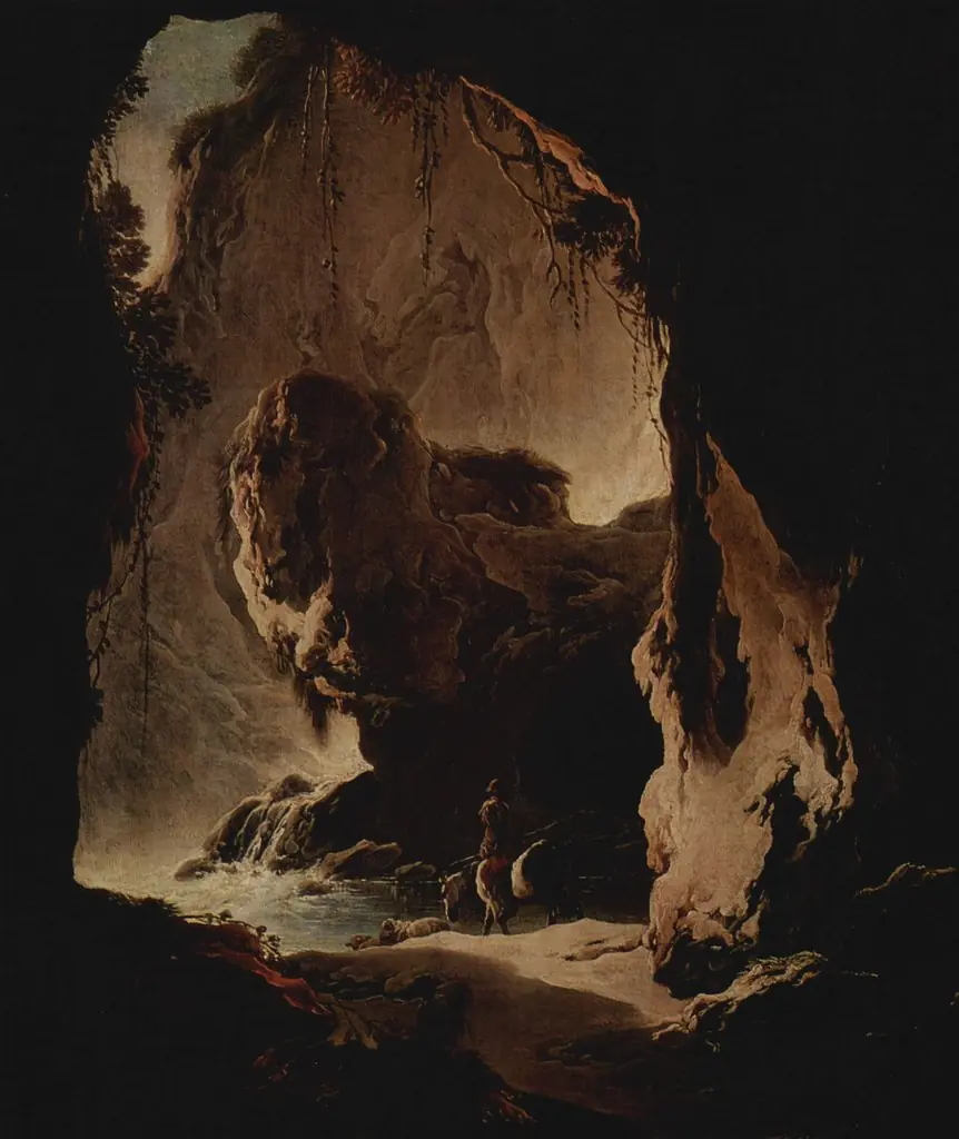 Landscape with a Grotto, by Philipp Peter Roos, oil, 1500