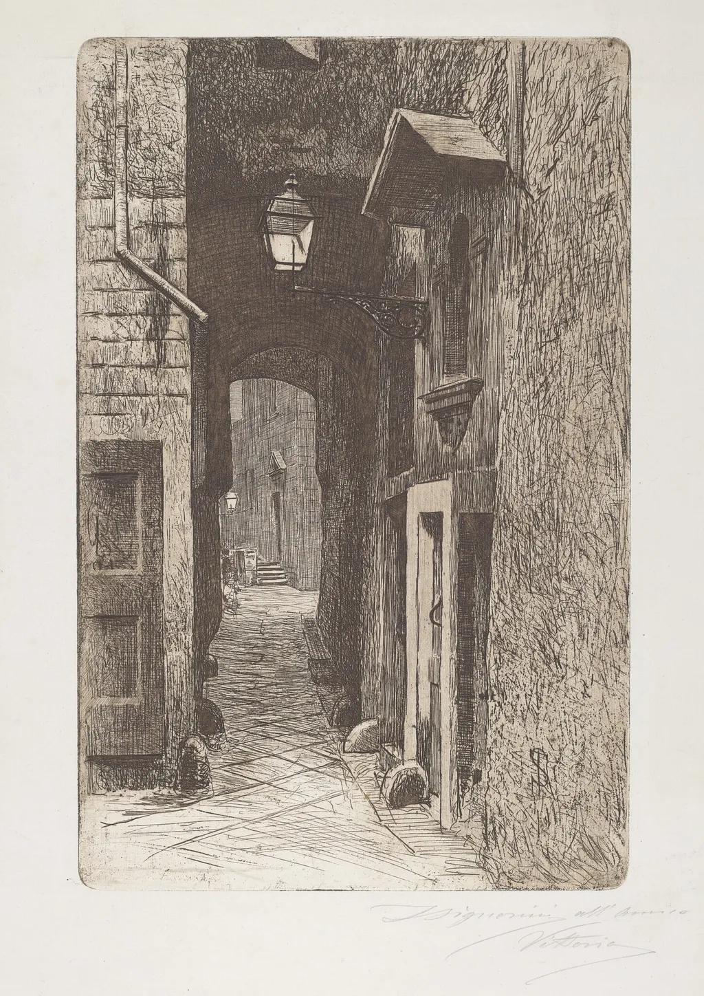 Via de' Cavalieri, by Telemaco Signorini, ink, 1886