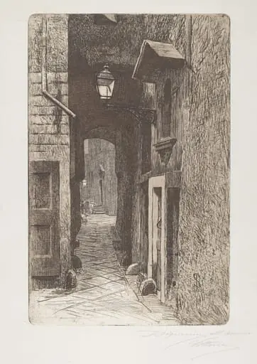 Via de' Cavalieri, by Telemaco Signorini, ink, 1886
