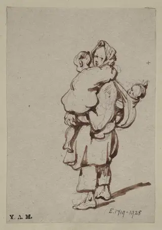 A boatwoman with two children, by George Chinnery, 19
