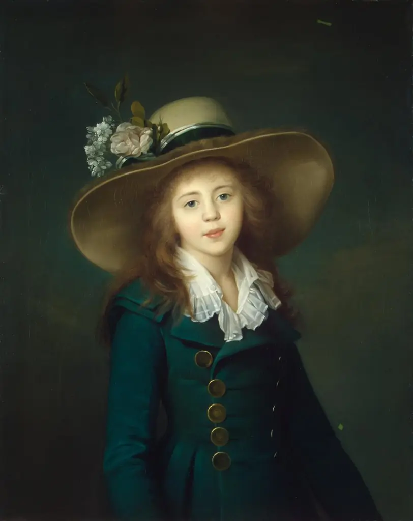 Portrait of a Girl in a Hat, by Jean-Louis Voille, oil, 1791