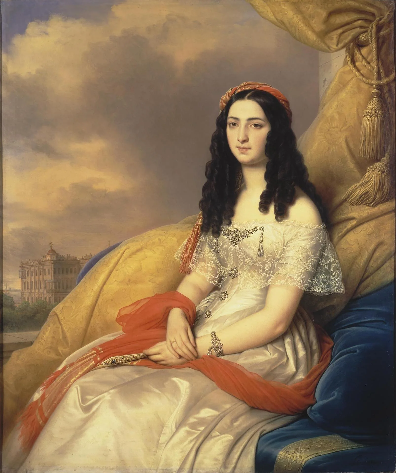 Portrait of Countess d'Ash, detail