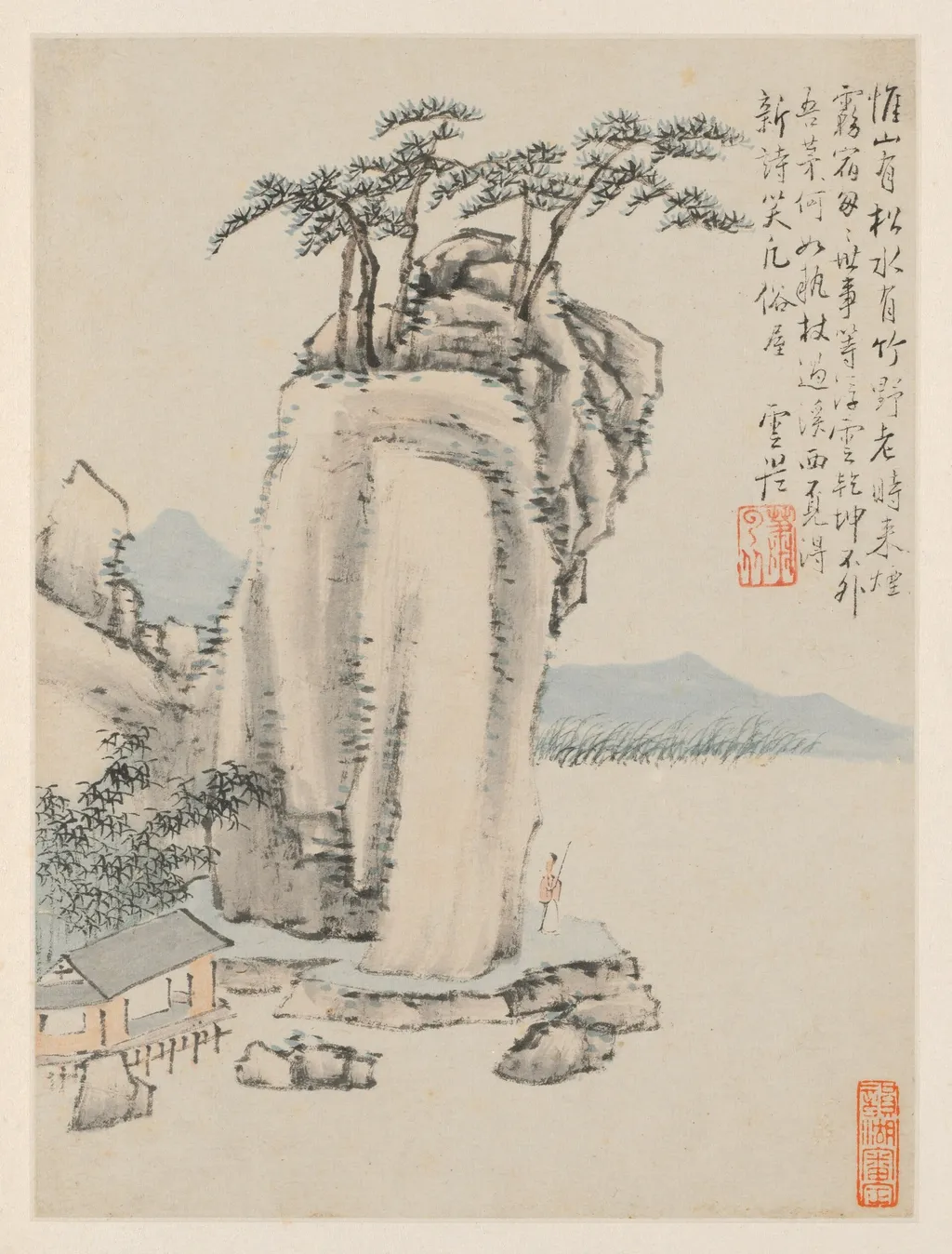 Album of Seasonal Landscapes, Leaf G (previous leaf 7), by Xiao Yuncong, unspecified, 1668