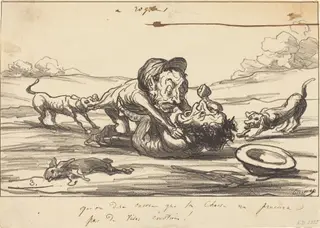 Qu'on dise encore que la chasse..., by Honoré Daumier, ink, 1864