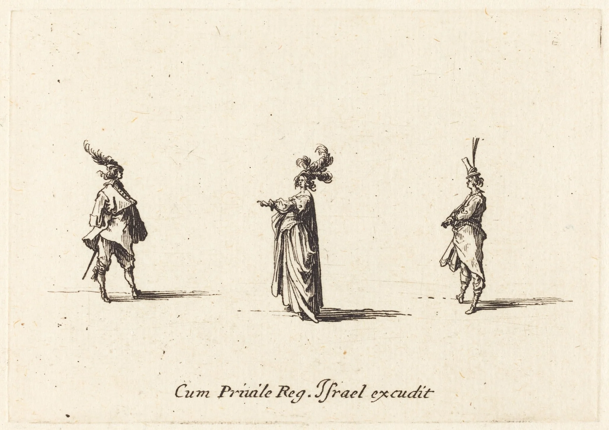 Lady with Plumed Hat, and Two Gentlemen, detail