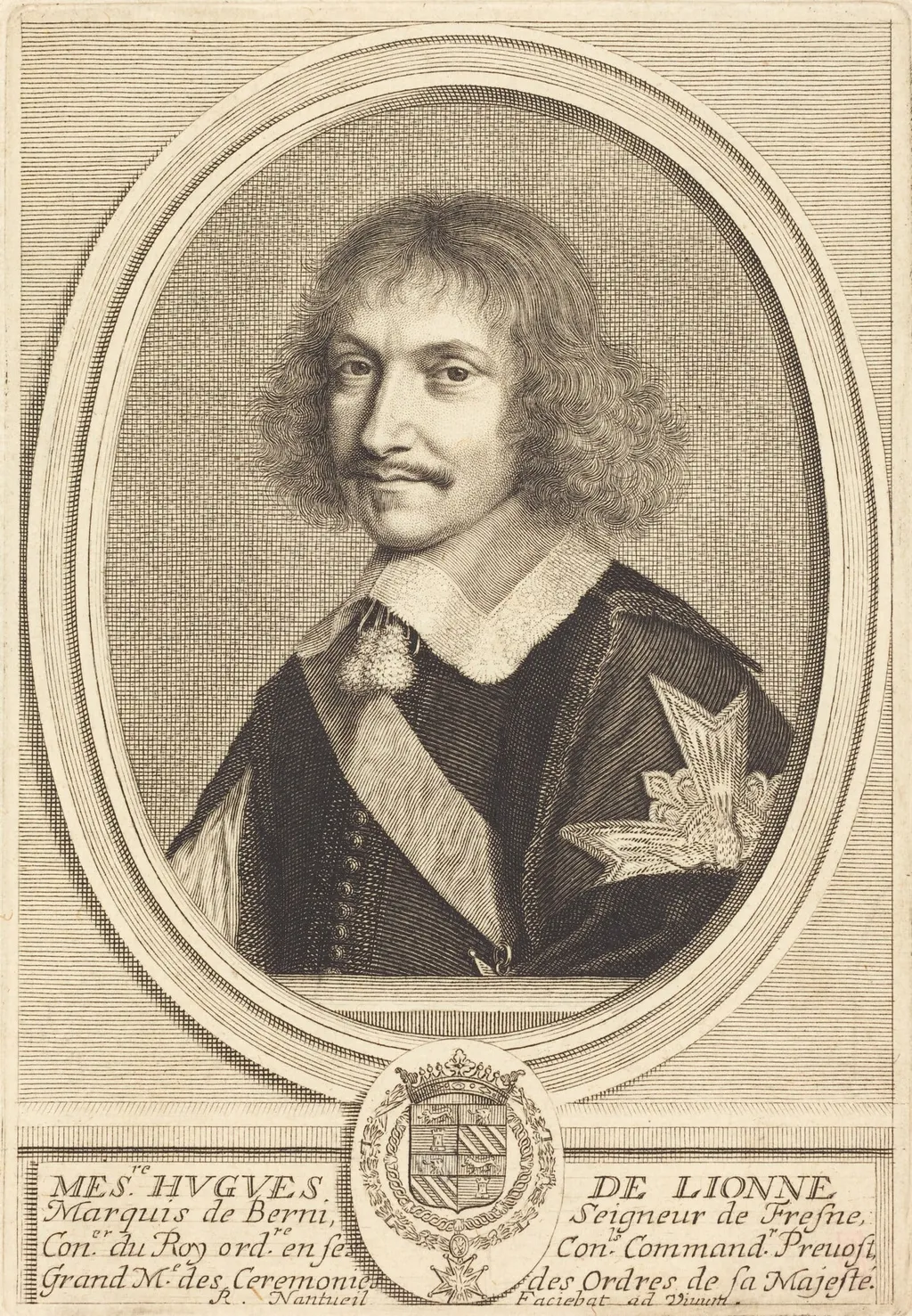 Hugues de Lionne, by Robert Nanteuil, ink, 1655