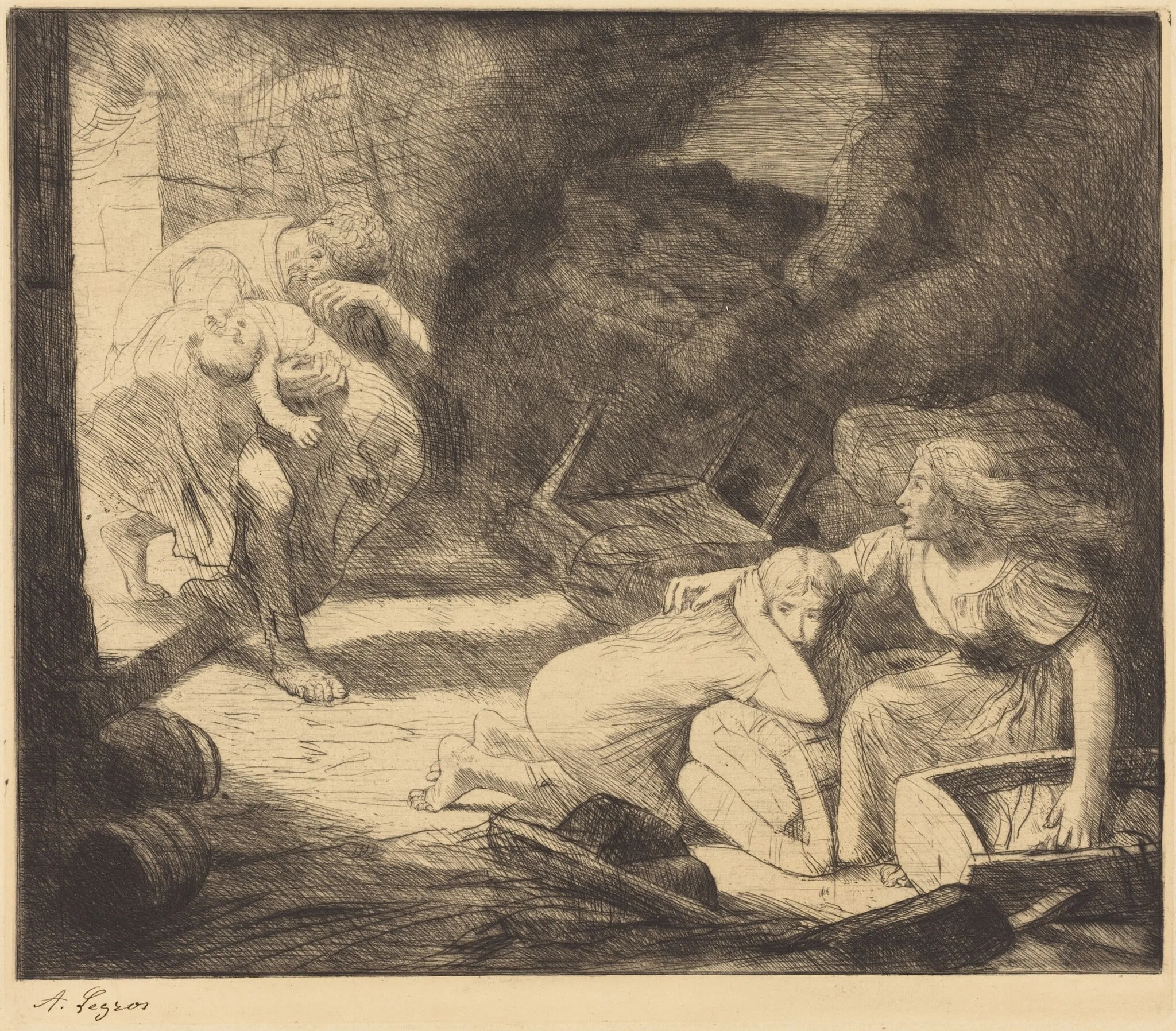 The Fire, 2nd plate (L'incendie), detail