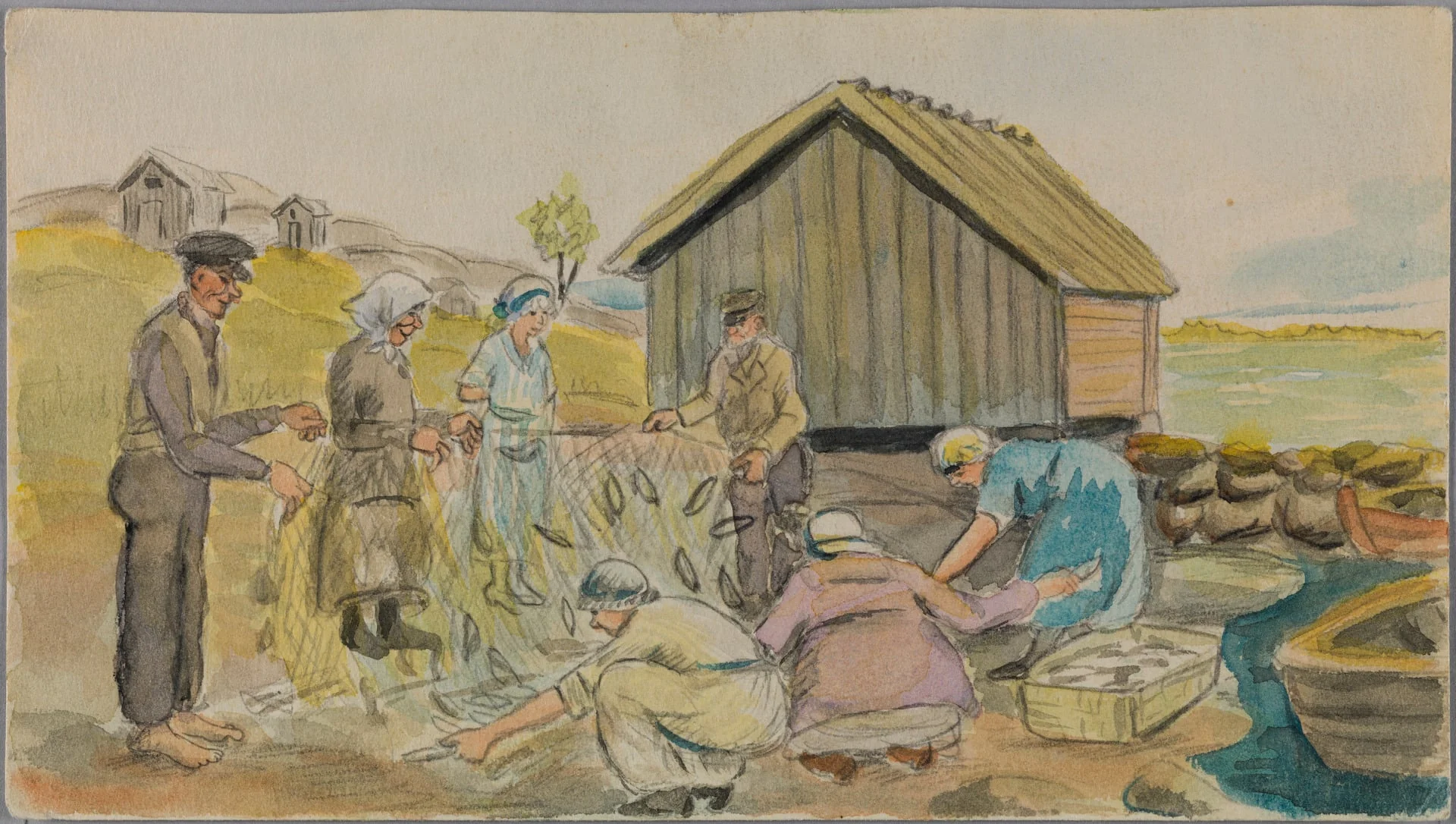 Kesänviettoa Ramsön saarella. Verkkojen siivous., detail