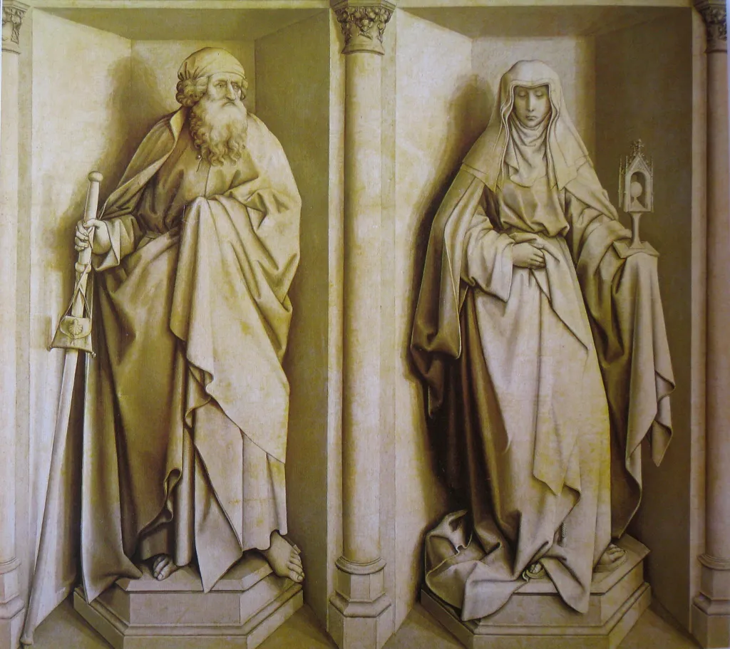 Saint James and Saint Clare, by Robert Campin, oil, 1420