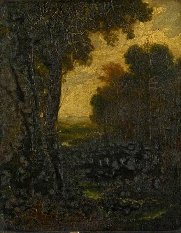 Trees on the Bank of a Stream, detail