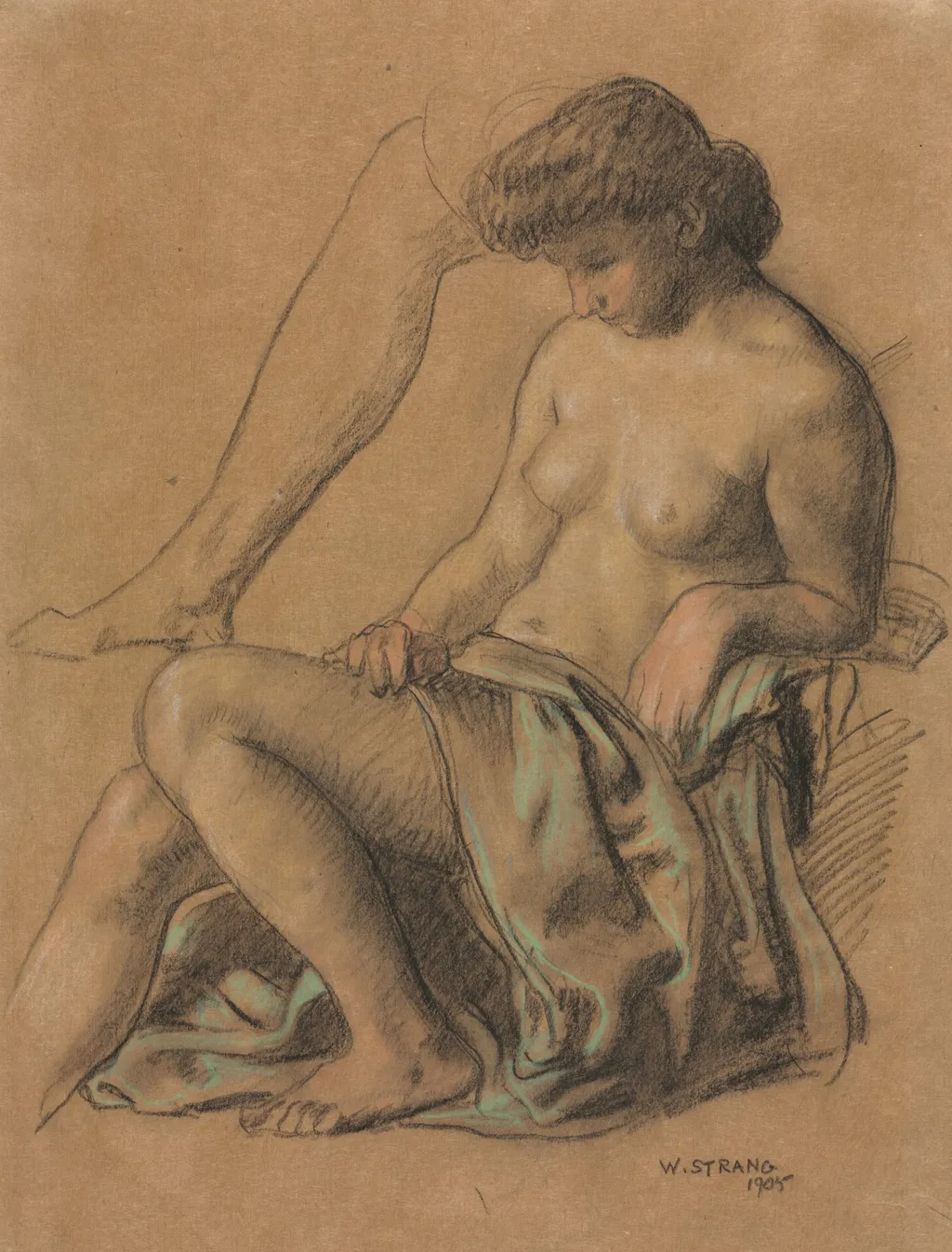 Draped Figure Seated, by William Strang, 1905