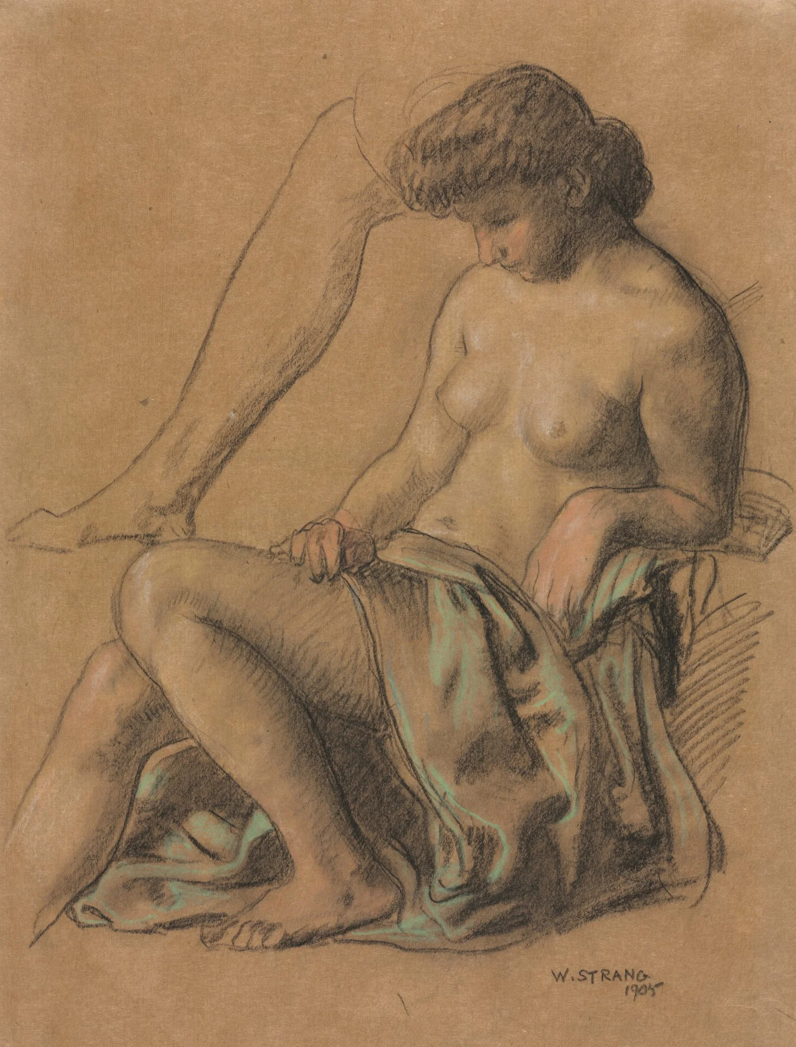 Draped Figure Seated, detail