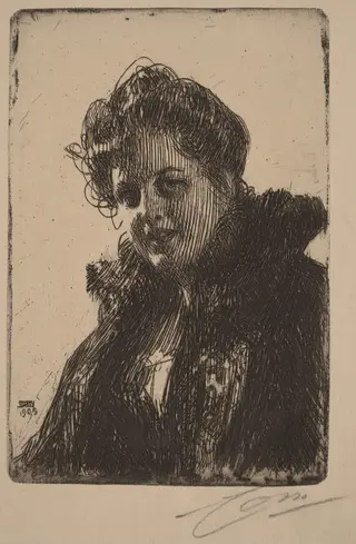 Mrs. Granberg, by Anders Zorn, ink, 1903