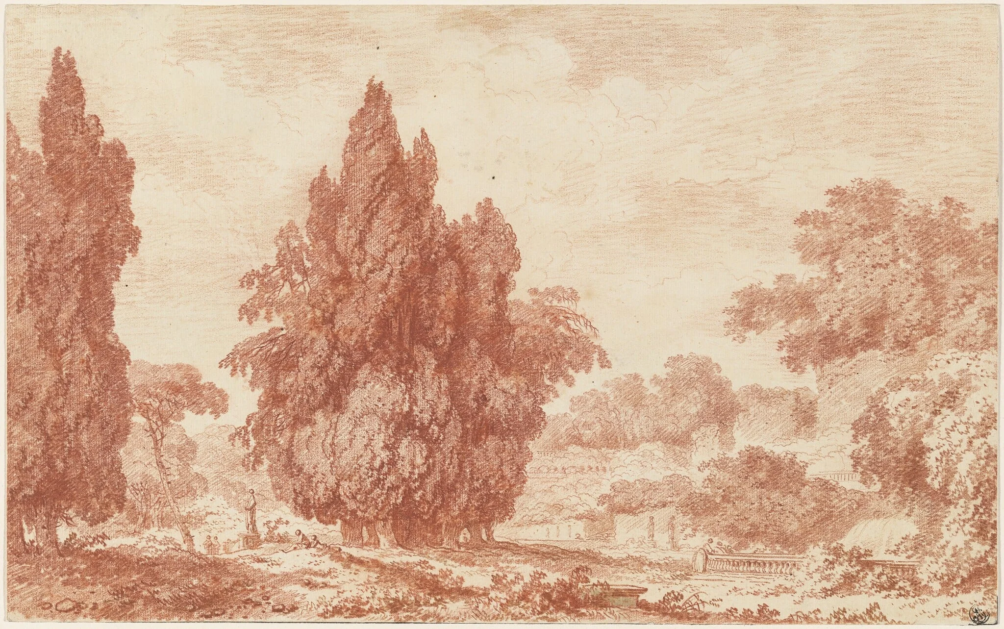 A Stand of Cypresses in an Italian Park, detail