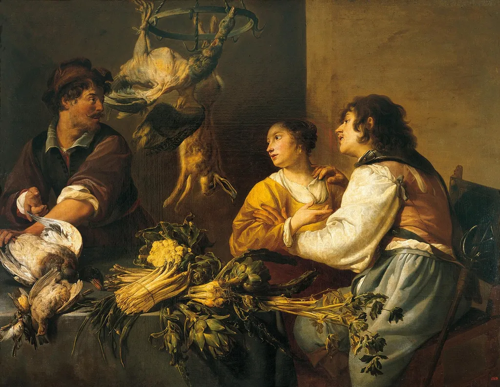 Kitchen, by Adriaen van Utrecht, oil, 1635