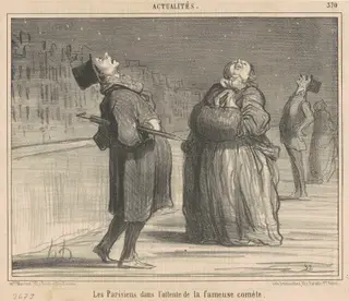 La parisiens dans l'attente de la ...comète, by Honoré Daumier, ink, 1857