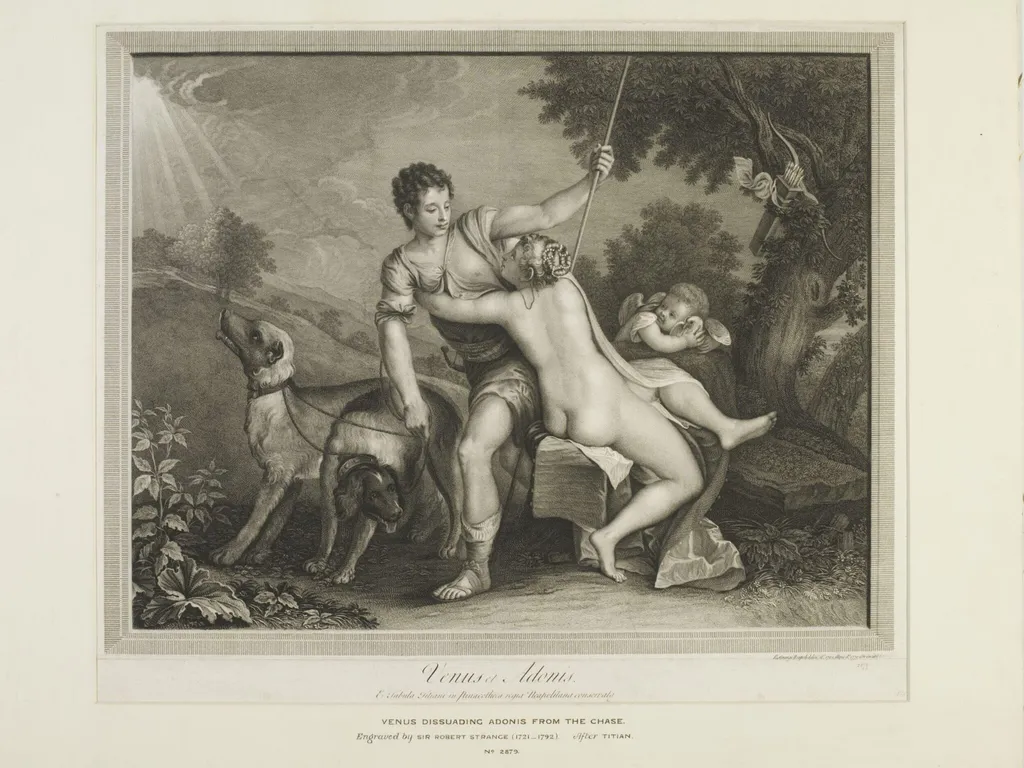 Venus dissuading Adonis from the chase, by Robert, Sir Strange, 1750