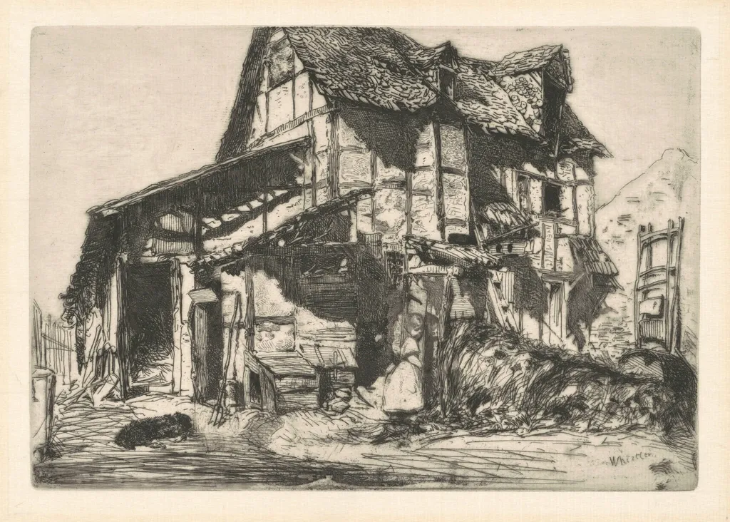 The Unsafe Tenement, by James McNeill Whistler, ink, 1858