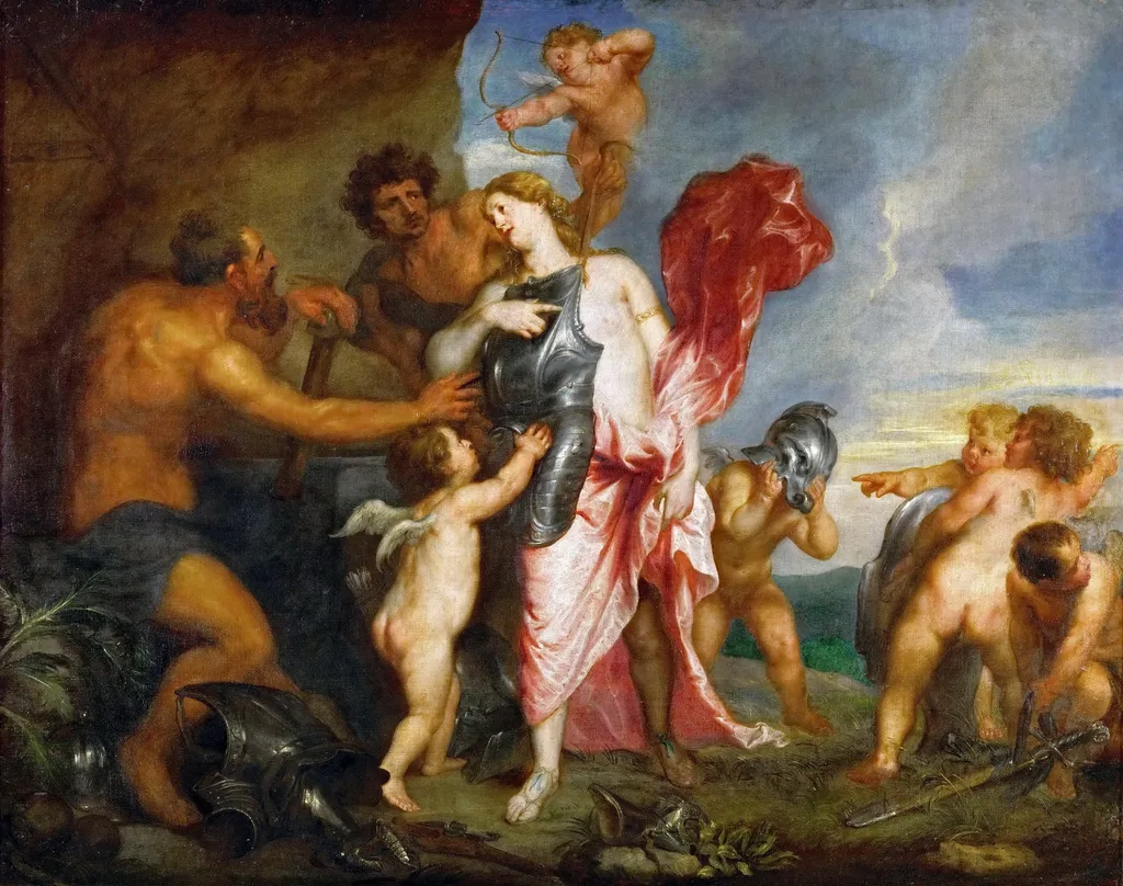 Thetis Receiving the Weapons of Achilles from Hephaestus, by Anthony van Dyck, oil, 1630