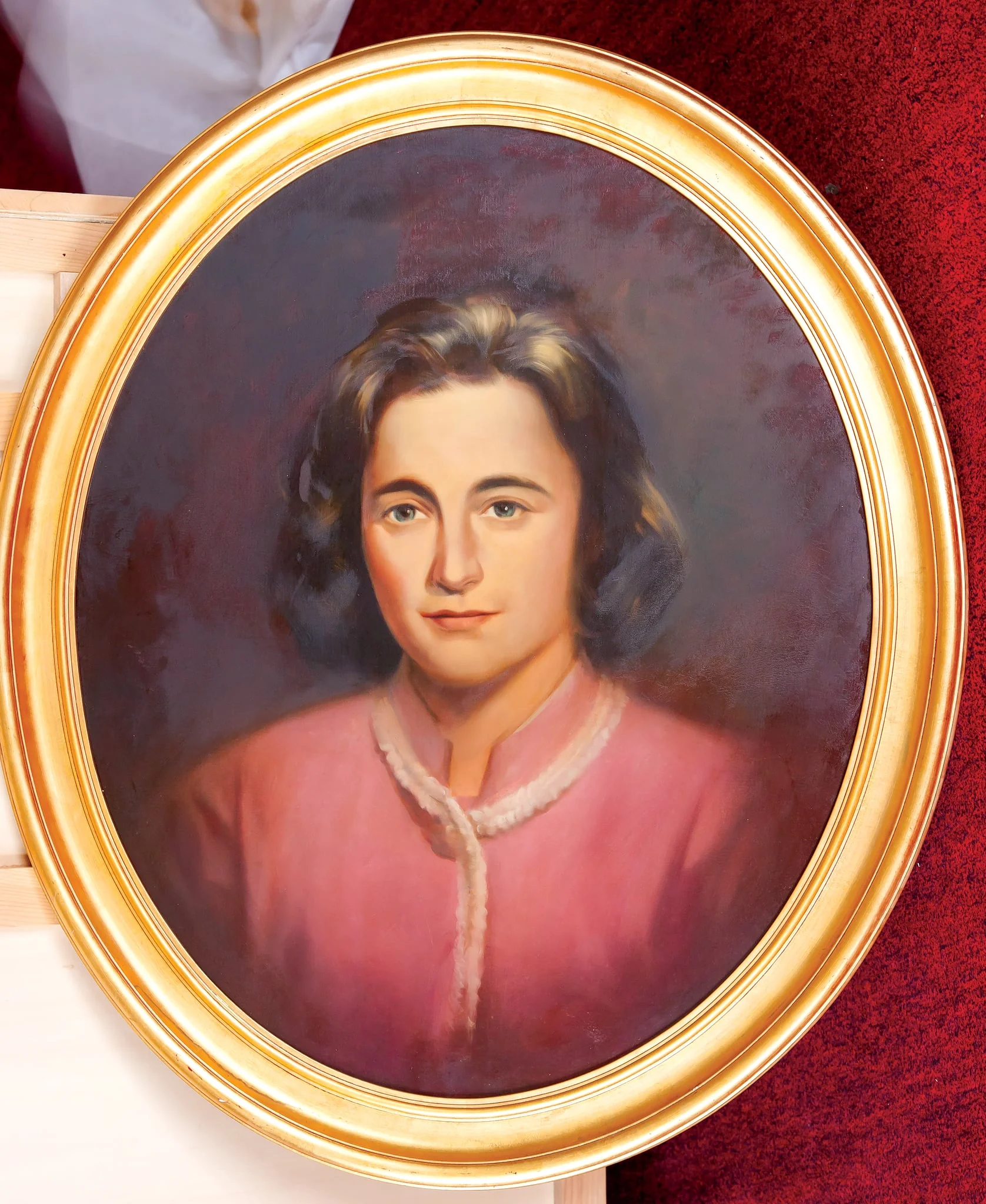 Tablou, ulei pe pânză, portret Elena Ceaușescu, atribuit Corneliu Brudașcu. Oferit de Uniunea Artiștilor Plastici (1979)., detail