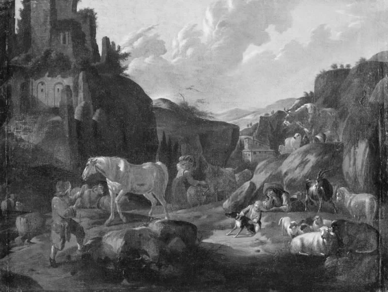 Italian Landscape with Shepherds, detail