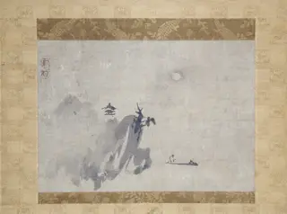 Landscape in Moonlight, by Sesson Shūkei, unspecified, 1550