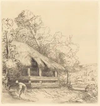 Little Shelter (Le petit hangar), by Alphonse Legros, ink, 1874