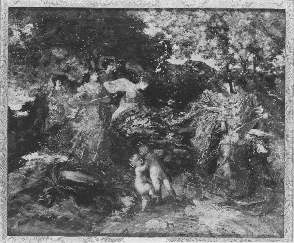 Women and Cherubs in a Glen, by Adolphe Joseph Thomas Monticelli, unspecified, 1865