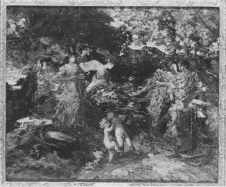 Women and Cherubs in a Glen, by Adolphe Joseph Thomas Monticelli, unspecified, 1865