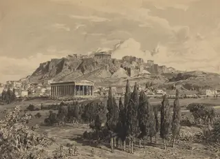 Temple of Hyphaestus, by Themistocles von Eckenbrecher, ink, 1890
