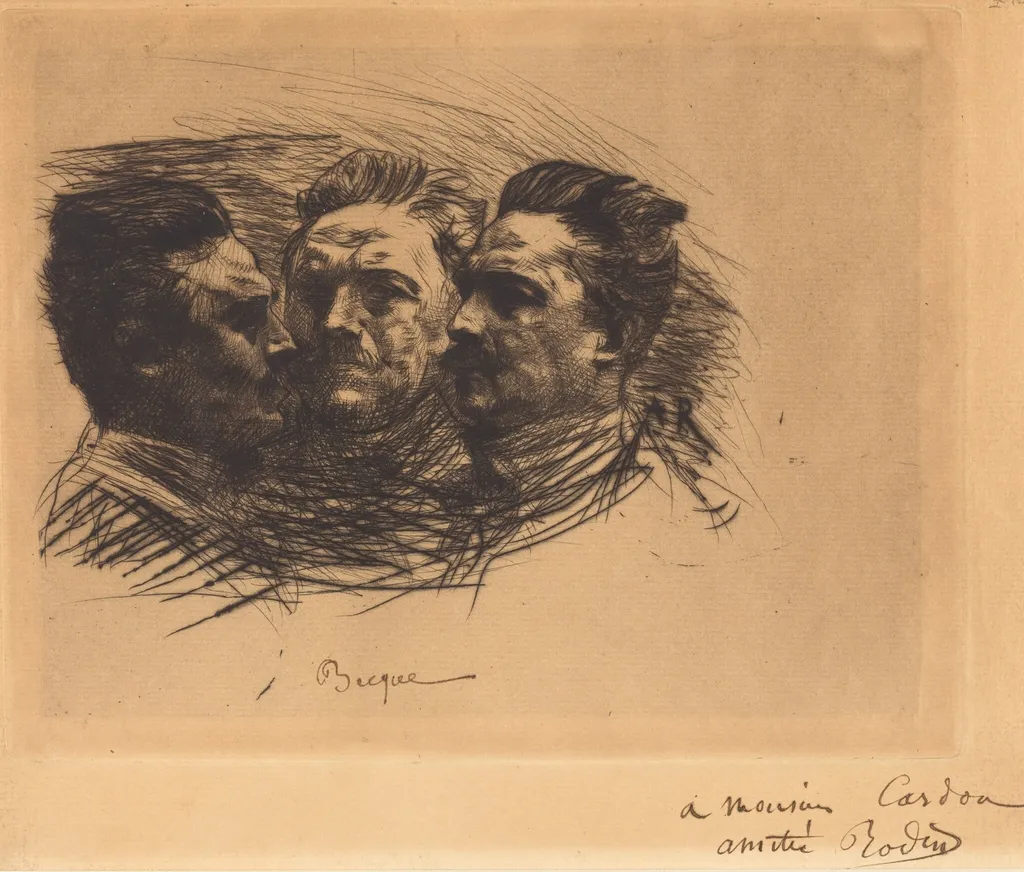 Henri Becque, by Auguste Rodin, ink, 1885