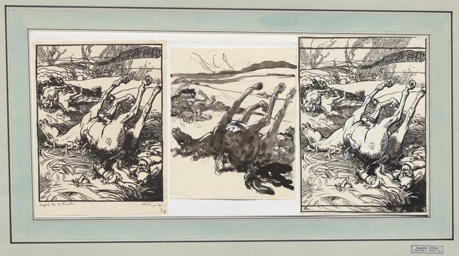 Après la bataille, chevaux morts, detail