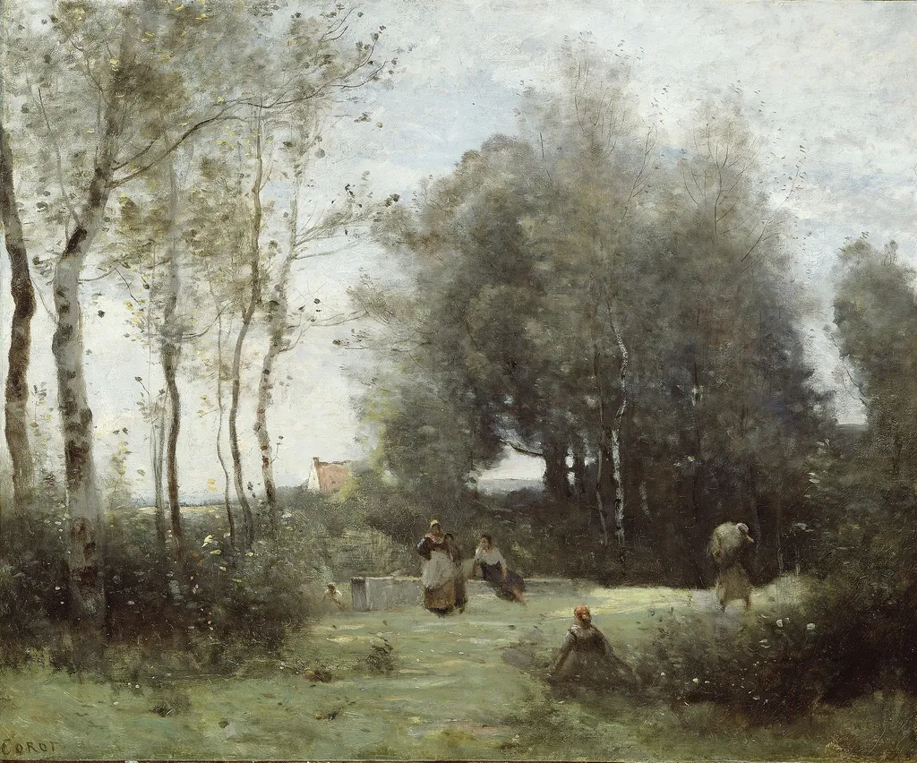 Arleux-Palluel, The Bridge of Trysts, by Jean Baptiste Camille Corot, oil, 1871