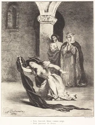 The Song of Ophelia (Act IV, Scene V), by Eugène Delacroix, ink, 1834