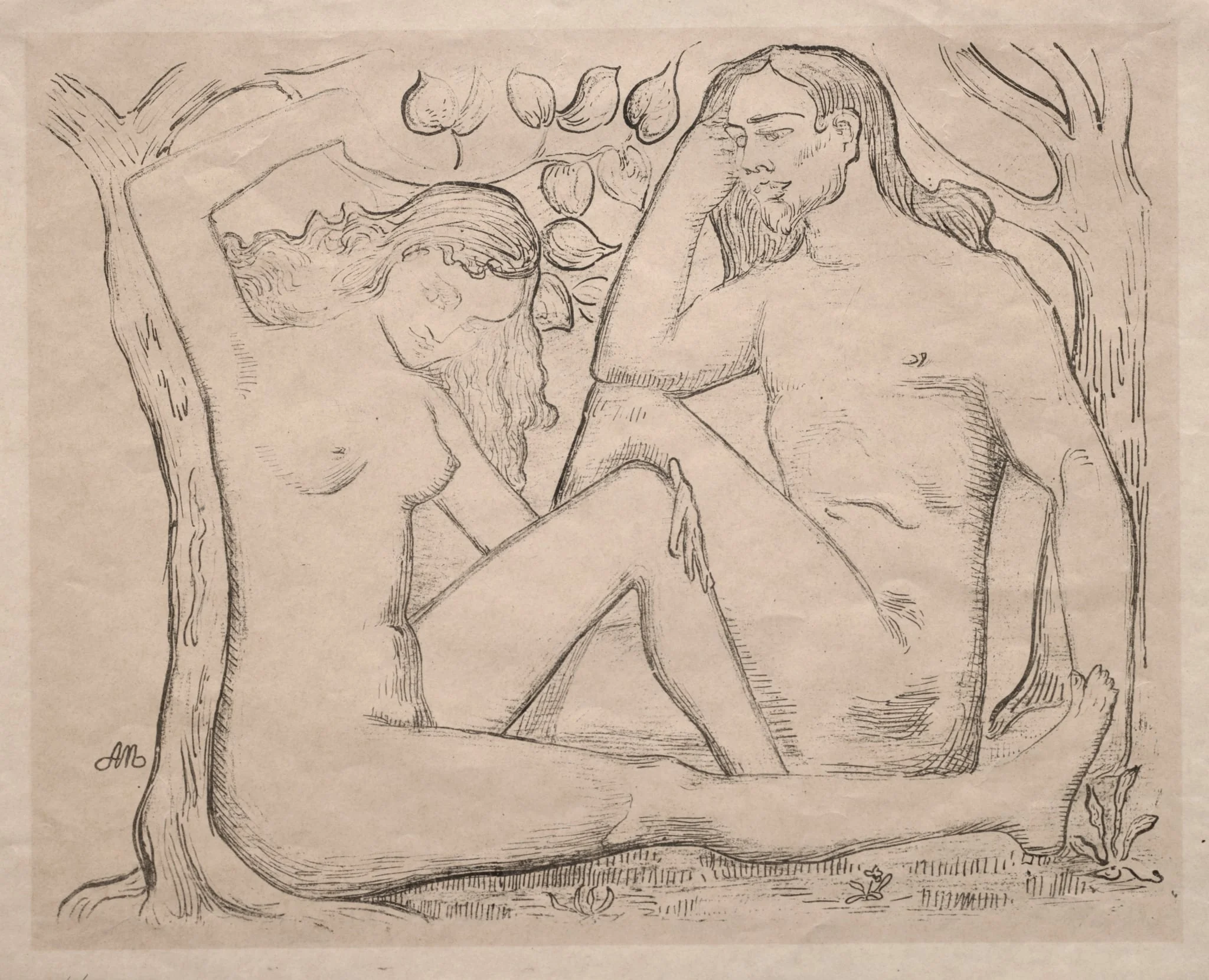 Nude Man and Woman, detail