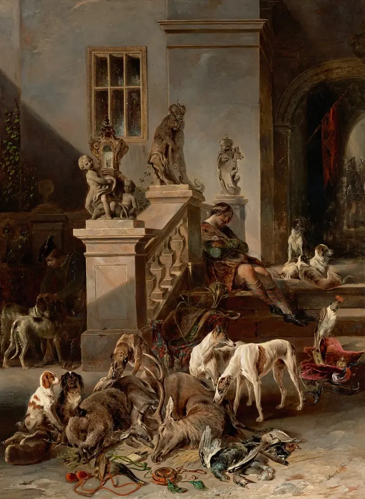 Die Jagdbeute, by Matthias Ranftl, oil, 1851