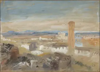 A Campanile among Ruins, by Hercules Brabazon Brabazon, gouache, 1864