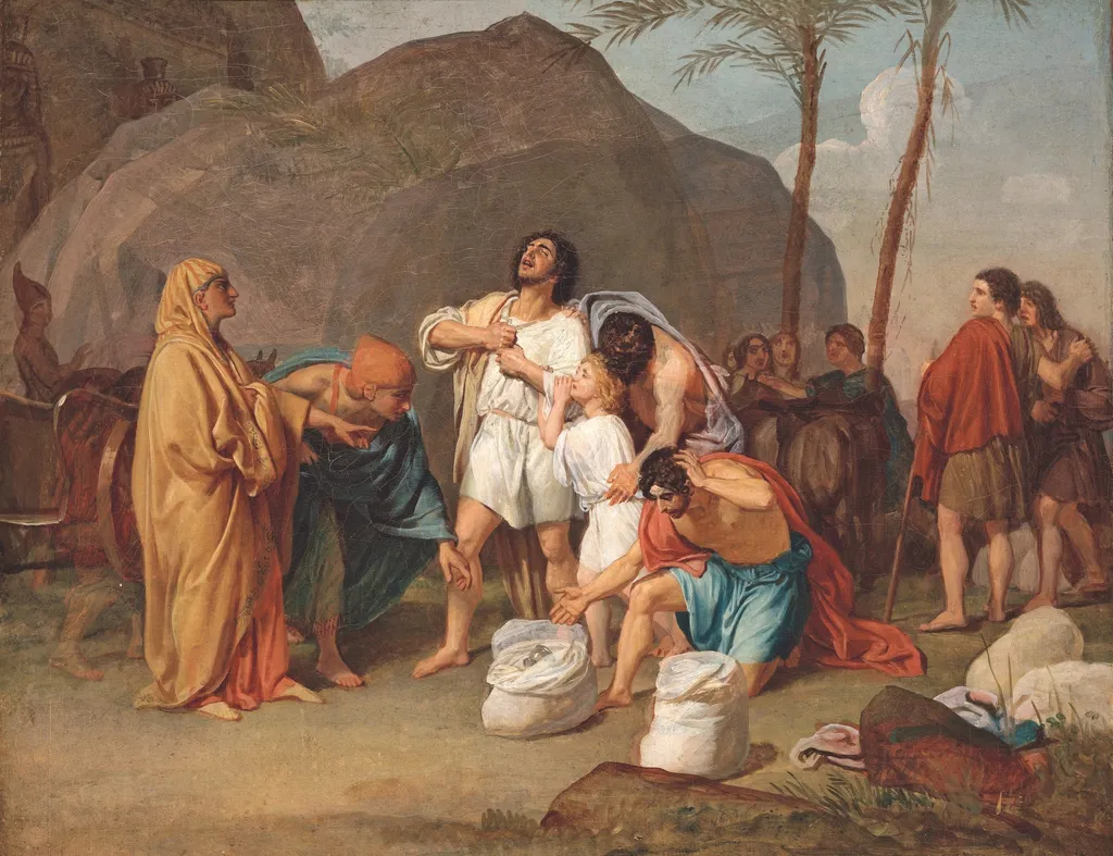 Joseph's Brothers Find the Silver Goblet in Benjamin's Pack., by Alexander Ivanov, oil, 1831