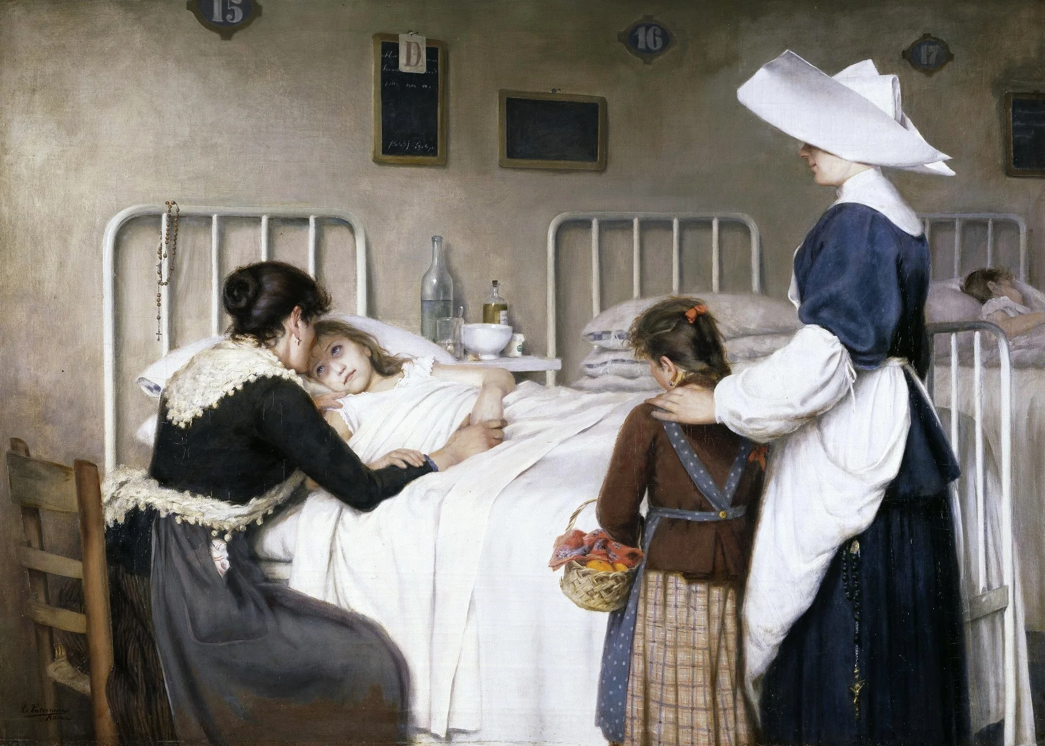 La visita de la madre al hospital, detail