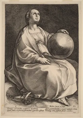 Urania, by Hendrick Goltzius, ink, 1592