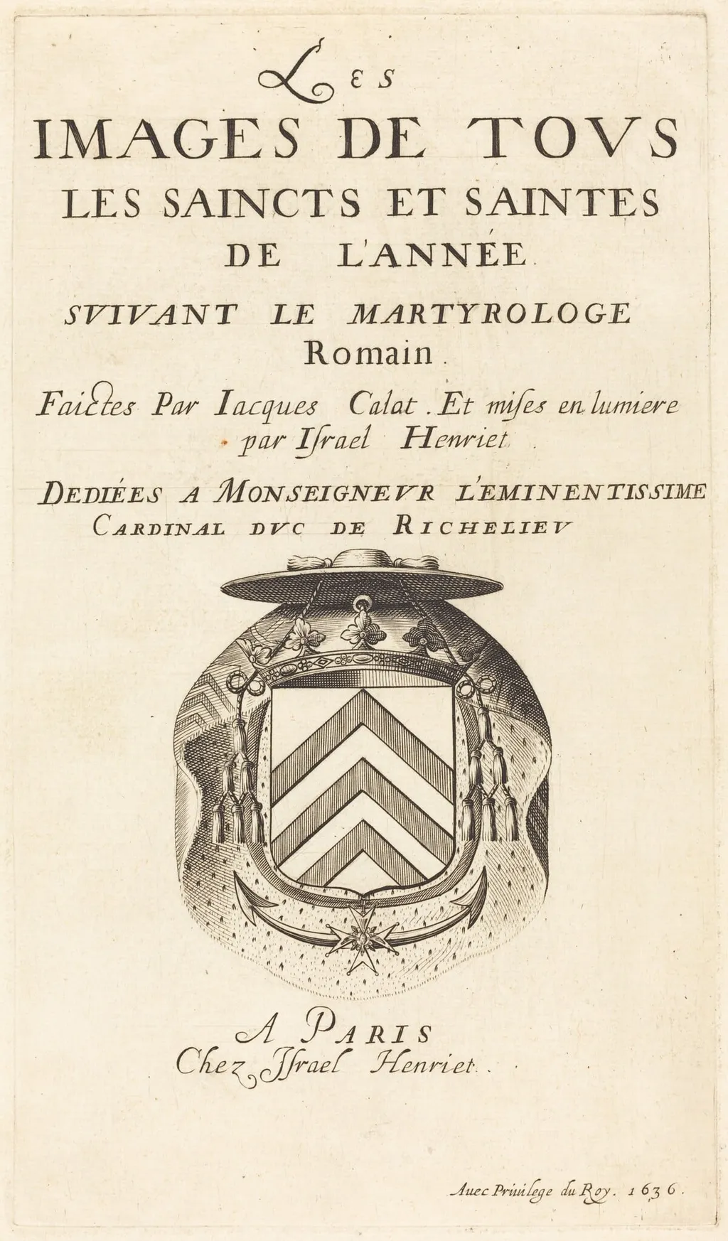 Title Page for Callot's "The Calendar of Saints", by Abraham Bosse, ink, 1636